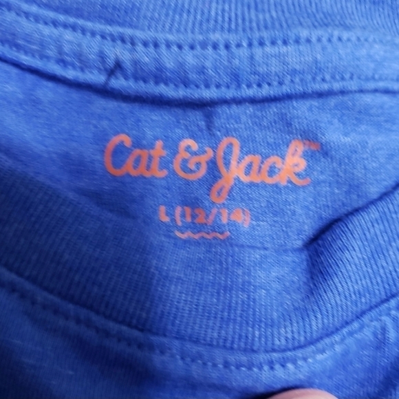 NWT Cat & Jack Blue Long Sleeve Tshirt Christmas T-Rex Dinosaur Boys Large 12-14 - Picture 5 of 5